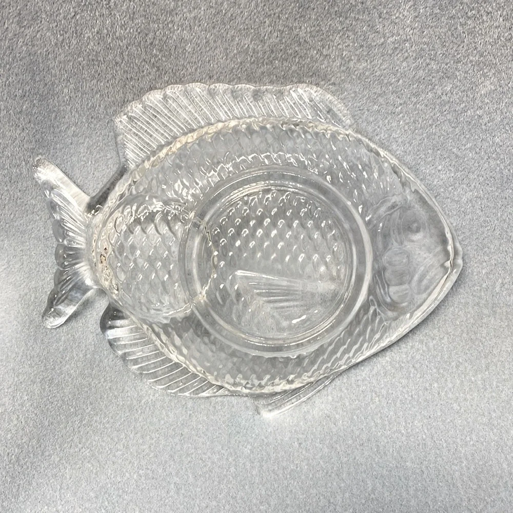 2-Glass Fish Appetizer Plate 1950's Brazil (Set of two)